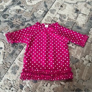 Ruffle Butts Pink and White Polka Dot Rash Guard